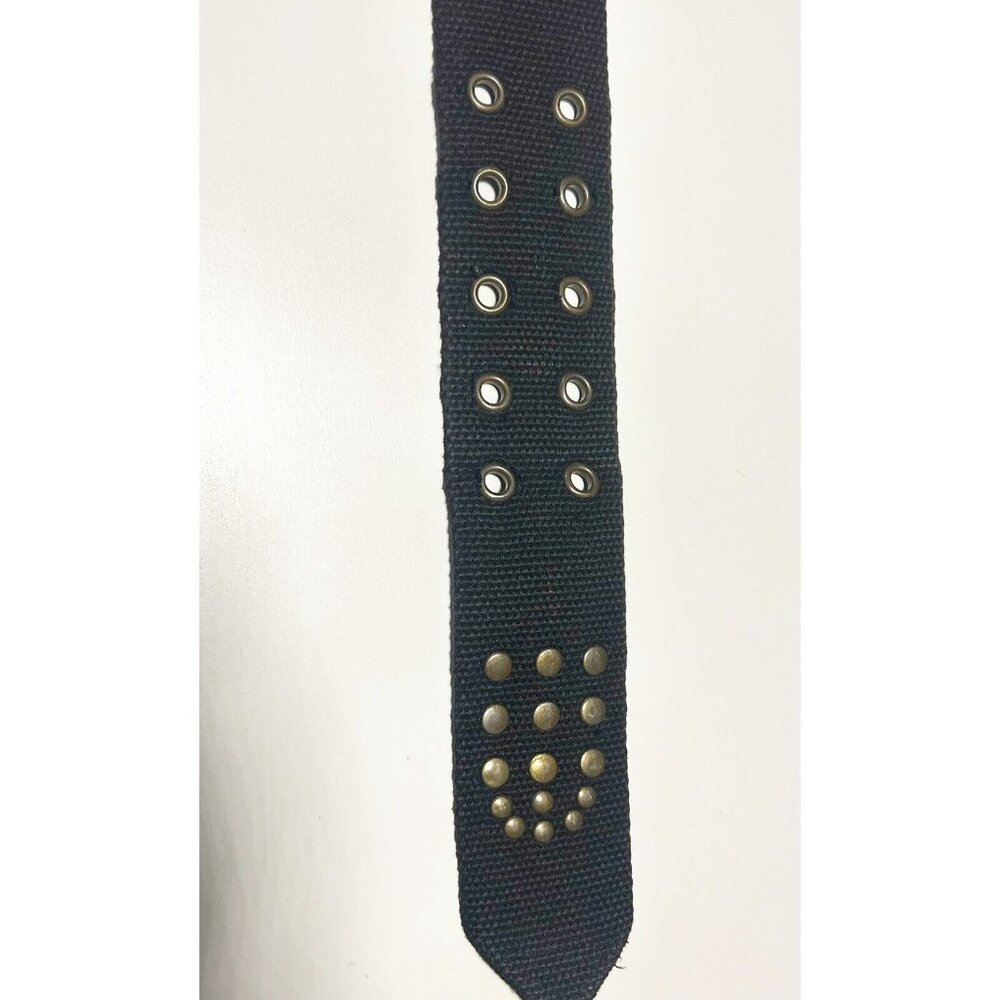 Brown Unisex Metal Studded Moto Biker Belt Canvas Bronze Studs Grunge Wide Rivet - Picture 6 of 9